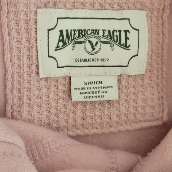 American Eagle Womens Faded Pink Hoodie W/Pockets Size S/P Oversized Pullover - Picture 12 of 12
